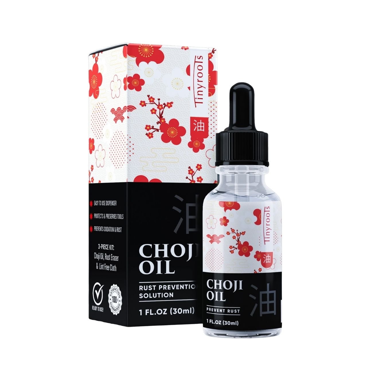 Tinyroots Choji and Honing Oil Kit with Rust Eraser & Microfiber Cloth