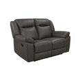 thumbnail image 1 of Tio 60 Inch Loveseat Gray Real Leather Manual Recliner Pocket Coils, 1 of 4