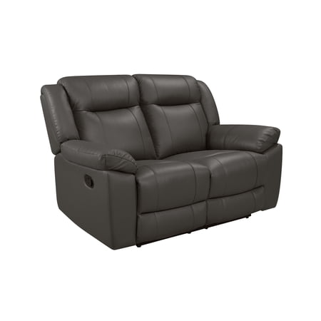 Tio 60 Inch Loveseat Gray Real Leather Manual Recliner Pocket Coils