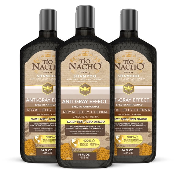 Tio Nacho Anti-Gray Shampoo with Henna & Royal Jelly, 14 fl oz (3 Pack)