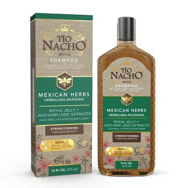 Tio Nacho Mexican Herbs Shampoo, Strengthening Hair Care with Royal Jelly, Ginseng, Wheat and Jojoba Oil, Honey Scented-14 Fl Oz