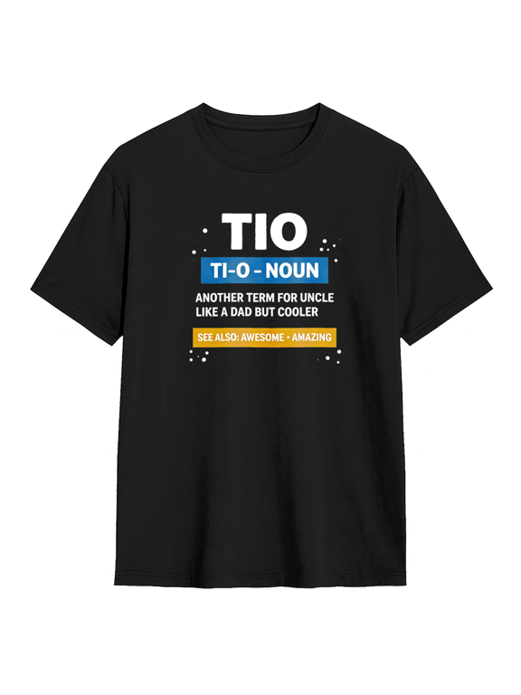 Tio Noun Definition Cool Uncle Vintage Graphic Tee for Men, Fun Family Gift Cotton Short Sleeves T-Shirt