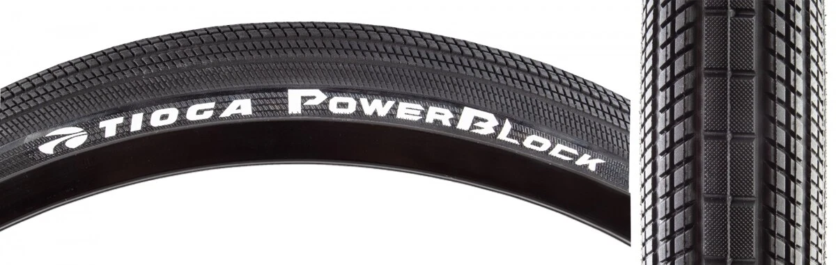 Tioga PowerBlock 26 x 2.1 Clincher Wire TPI 65 Black/Black Reflective ...