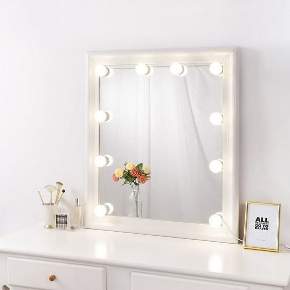 TiokMc Hollywood Lighted Makeup Vanity Mirror Lights, 10 Bulb Stick On LED Light Kit with Dimmable Touch Control, Plug in Makeup Lighting for Bathroom Wall Mirror & Dressing Table