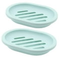 thumbnail image 1 of TiokMc 2 Pcs Draining Soap Dish – Bar Soap Holder, Soap Saver for Bathroom and Shower, Durable ABS Plastic, Green, 1 of 8