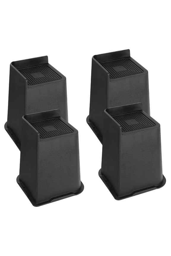 Bed Furniture Risers 4 Inch Lift, Heavy Duty Stackable Bed Elevators for Tables, Chairs, Sofas and Dressers, 4 Pack Black