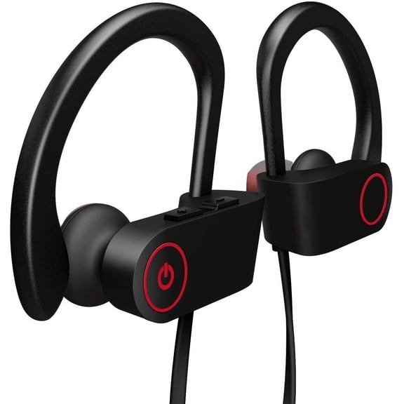 TiokMc Bluetooth Headphones, Wireless Sports Earphones with Mic, IPX7 Waterproof Noise Cancelling In-Ear Earbuds, 8H Battery Stereo Sweatproof Headsets for Running, Gym, Workout