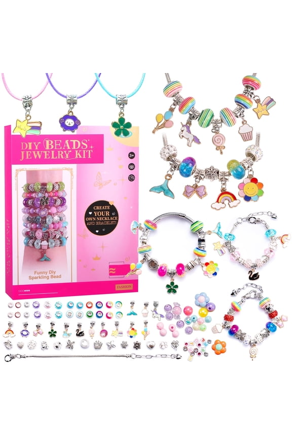 DIY Bead Jewelry Making Kit for Girls 198 Pcs Friendship Bracelet & Necklace Craft Set Fun Crafting Kit for Kids & Teens