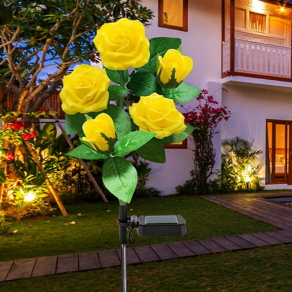 TiokMc Garden Decorations Solar 1.2 V LED Landscape & Walkway Lights, Stainless Steel Yellow