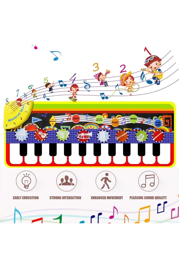 Interactive Piano Play Mat for Kids - 10-Key Touch Keyboard with 8 Musical Instruments, Educational Music Toy for Toddlers and Baby
