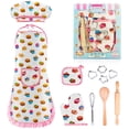 thumbnail image 1 of TiokMc Kids Cooking Set, 11 Piece Chef Role Play Baking Kit for Ages 3-8, Apron, Chef Hat, Oven Mitt, Utensils & Cookie Cutters, Pretend Kitchen Toy Gift, White, 1 of 8