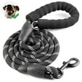 thumbnail image 1 of TiokMc 5FT Rope Dog Leash for Medium & Large Dogs up to 150lbs, Padded Handle, Reflective Threads, Durable Braided Nylon, Strong Metal Clasp Black, 1 of 7