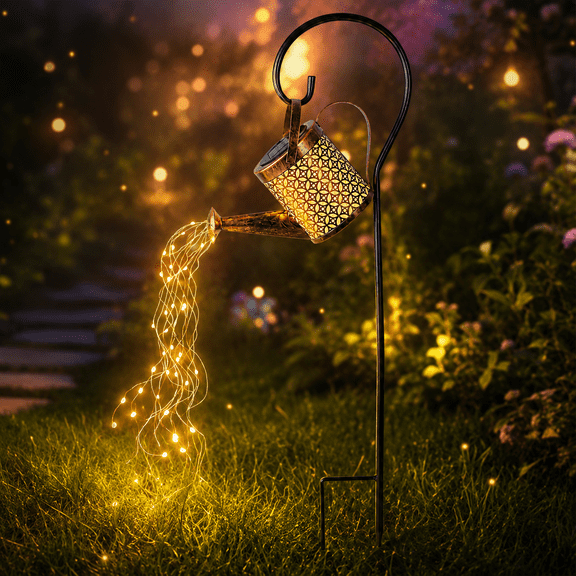 TiokMc Solar Watering Can Light, Outdoor Hanging Lantern, Waterproof Metal Garden Decor with LED Fairy Lights, Auto On/Off, Patio Yard Tree Accent