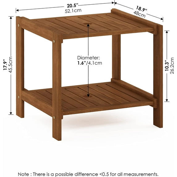 Tioman Hardwood Side Table with Umbrella Hole, Natural Outdoor Furniture