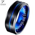 thumbnail image 1 of Tioneer Black IP Tungsten Ring w/ Distinct Blue or Red Center Line 8mm Comfort Fitw/ Free Engraving Options, 1 of 2