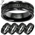 thumbnail image 1 of Tioneer Black Tungsten Carbide 8mm Brick Design with Black Cubic Zirconia CZ Wedding Band Ring Mens Womens 8MM w/ FREE Engraving, 1 of 1