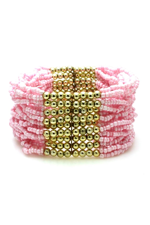 Multi-Strand Layering Pink Exotic Stretchable acrylic Bracelet
