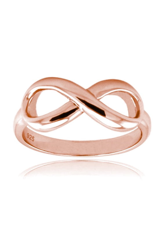 Rose Gold Plated Sterling Silver Classic Iconic CZ Infinity Symbol Ring Men Women