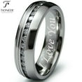 thumbnail image 1 of Tioneer Stainless Steel 316L Eternity Cubic Zirconia Wedding Band Promise Ring Comfort Fit 6.5MM I Love You Engraved, 1 of 4