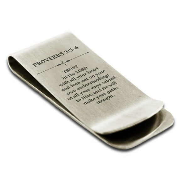 Tioneer Stainless Steel 925 Money Clip Holder, Money Clip for Men and Women, Trust in the Lord Proverbs 3:5-6, Silver