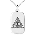 thumbnail image 1 of Tioneer Stainless Steel All Seeing Eye Engraved Small Rectangle Dog Tag Charm Pendant Necklace, 1 of 4