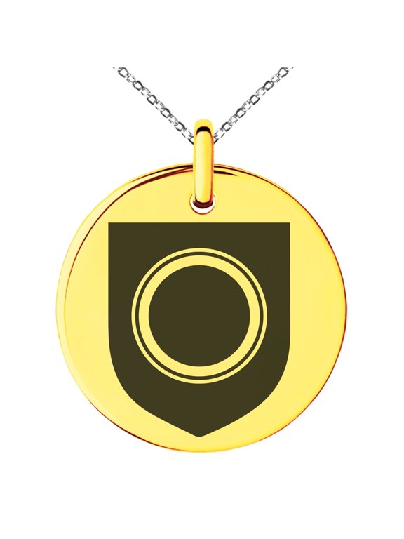 Stainless Steel Annulet Fidelity Coat of Arms Shield Engraved Small Medallion Circle Charm Pendant Necklace