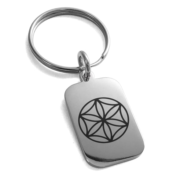 Tioneer Stainless Steel Aphrodite Greek Goddess of Love Engraved Small Rectangle Dog Tag Charm Keychain Keyring