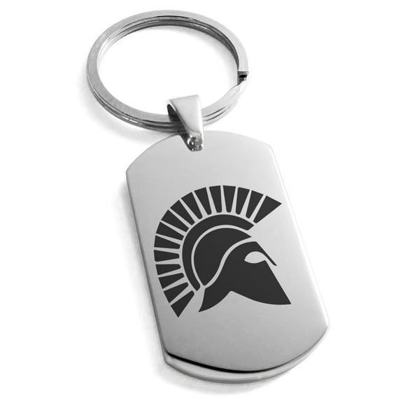 Tioneer Stainless Steel Ares Greek God of War Engraved Dog Tag Keychain Keyring