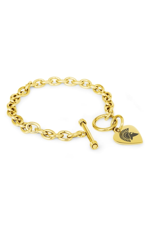 Stainless Steel Ares Greek God of War Heart Charm Bracelet, Necklace, or Set