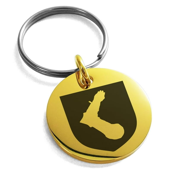 Tioneer Stainless Steel Arm Armor Leadership Coat of Arms Shield Engraved Small Medallion Circle Charm Keychain Keyring For Unisex.