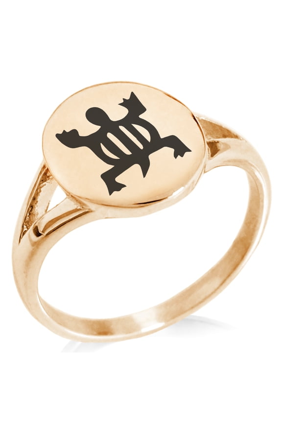 Stainless Steel Aztec Adaptability Rune Minimalist Oval Top Polished Statement Signet Ring