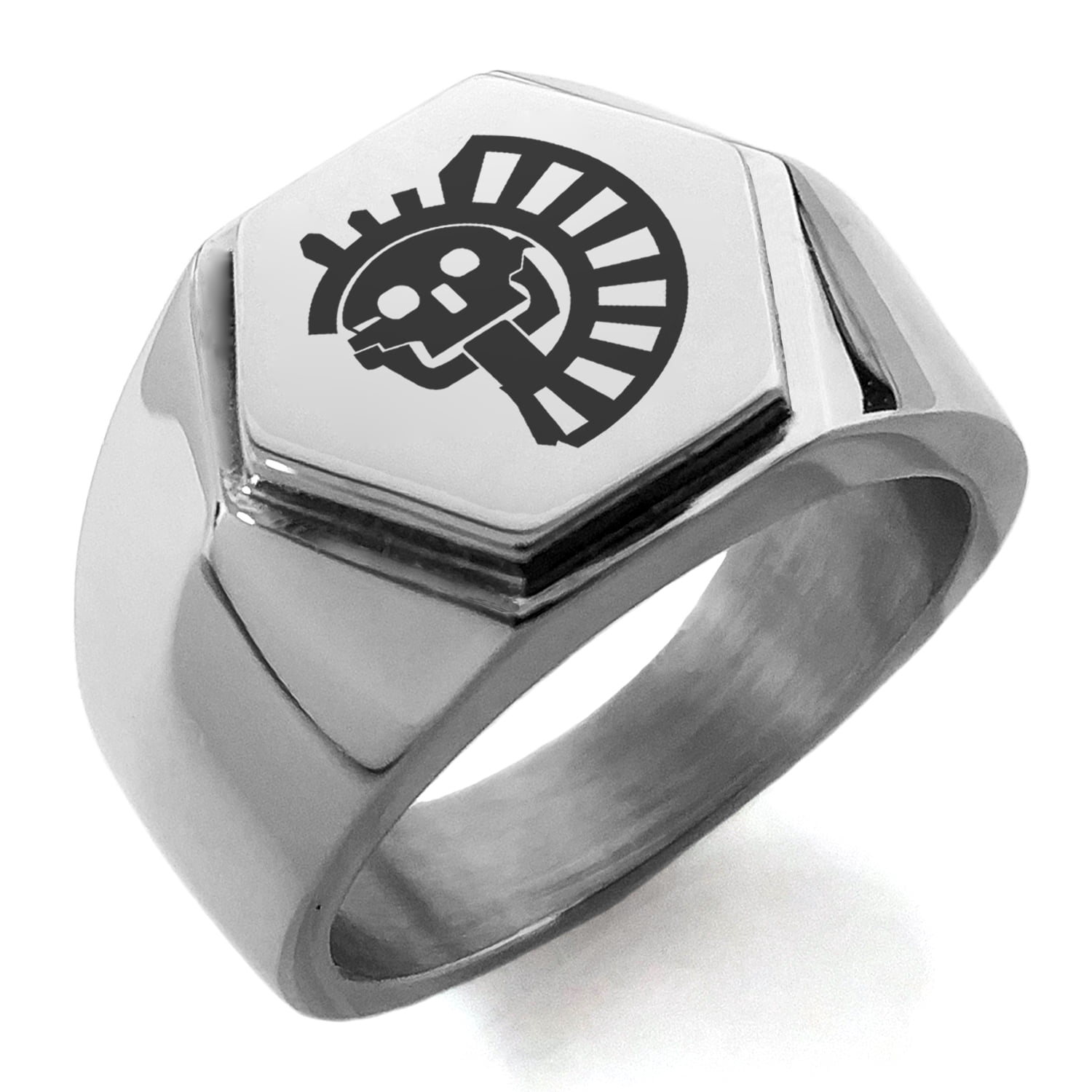 Aztec Hand Rune Tioneer Stainless Steel Aztec Chief Tribe Rune Engraved Hexagon Crest ...