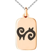 Tioneer Stainless Steel Aztec Energy Rune Engraved Small Rectangle Dog Tag Charm Pendant Necklace