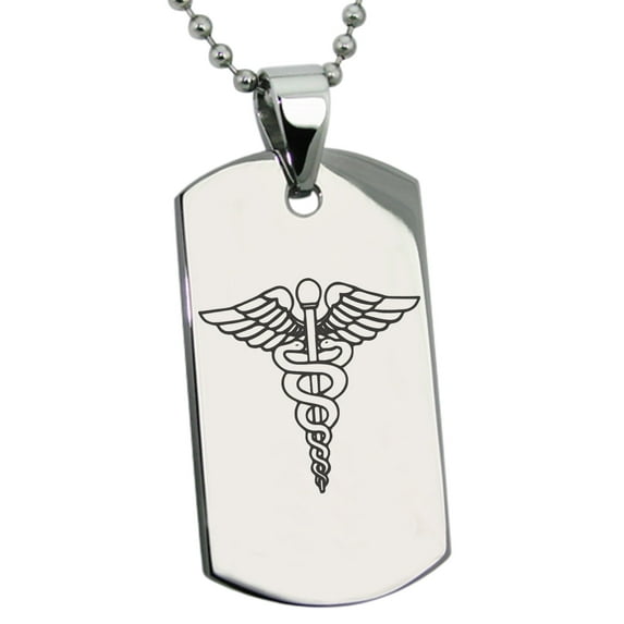 Tioneer Stainless Steel Engraved Dog Tag Pendant Necklace