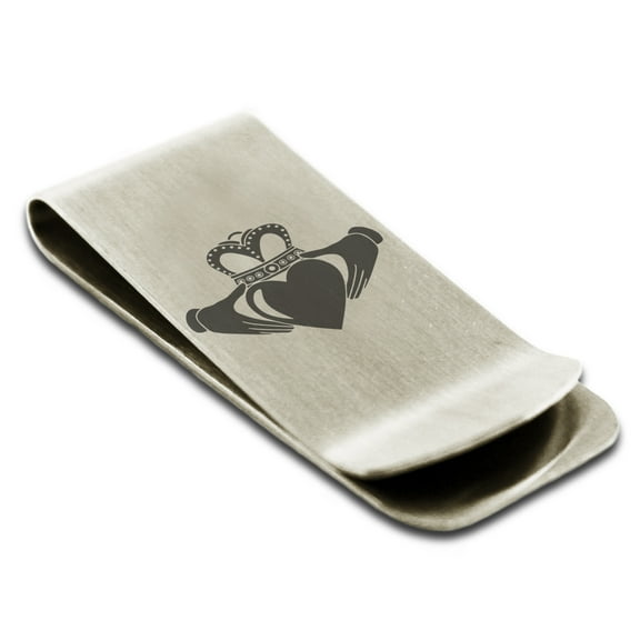 Tioneer Stainless Steel Celtic Claddagh Unity Engraved Money Clip Credit Card Holder