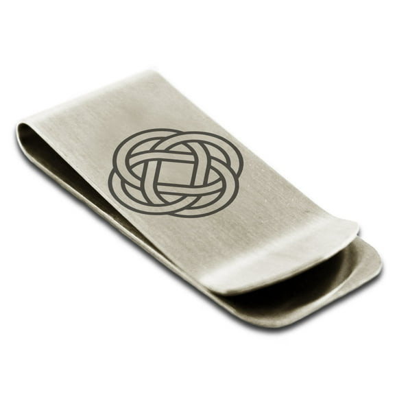 Tioneer Stainless Steel Celtic Eternity Knot Engraved Money Clip Holder