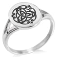 thumbnail image 1 of Tioneer Stainless Steel Celtic Triquetra Heart Knot Minimalist Oval Top Polished Statement Signet Ring, 1 of 1