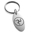 thumbnail image 1 of Tioneer Stainless Steel Celtic Triskelion Three Legged Isle of Man Engraved Small Oval Charm Keychain Keyring, 1 of 1