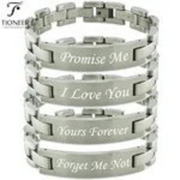 Tioneer Stainless Steel Classic ID Link Bracelet with FREE Engrave Options