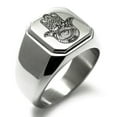 thumbnail image 1 of Tioneer Stainless Steel Crescent Hamsa Hand of Fatima Engraved Square Flat Top Biker Style Polished Signet Ring, 1 of 1