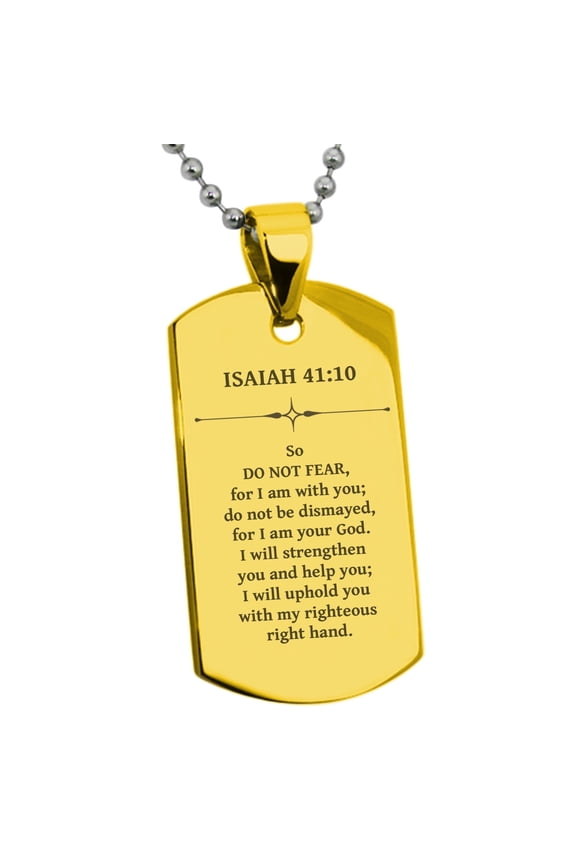 Stainless Steel Do Not Fear Isaiah 41:10 Dog Tag Pendant Necklace
