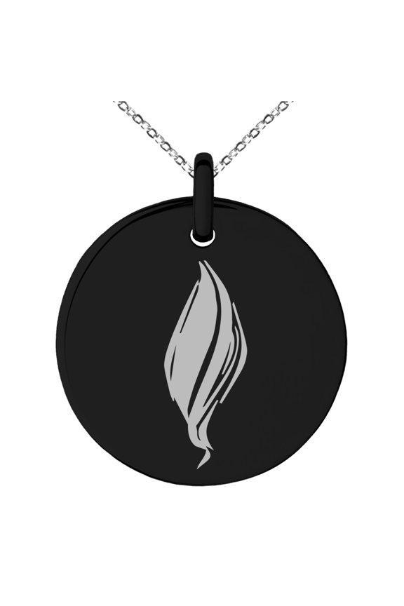 Stainless Steel Elemental Fire Nation Engraved Small Medallion Circle Charm Pendant Necklace