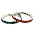 thumbnail image 1 of Tioneer Stainless Steel Eternity 3 mm Ruby & Emerald Color Crystal Stackable Rings (2 pieces) Set, 1 of 3