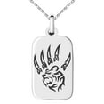thumbnail image 1 of Tioneer Stainless Steel Ferocious Bear Claw Engraved Small Rectangle Dog Tag Charm Pendant Necklace, 1 of 4
