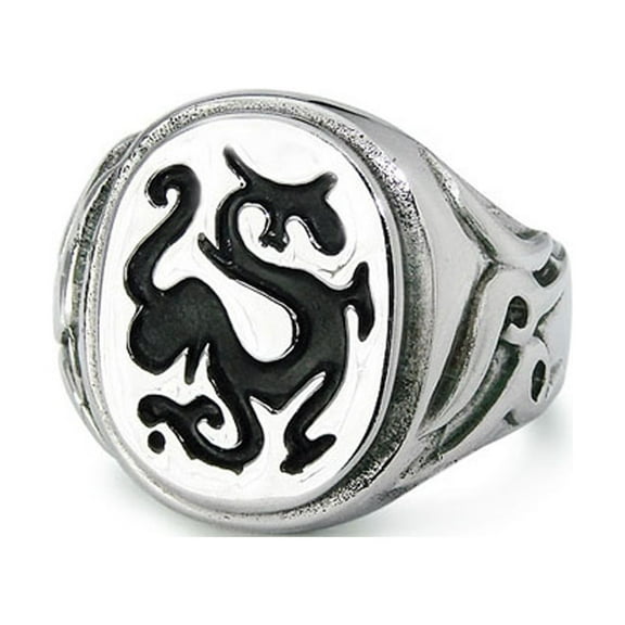 Tioneer Stainless Steel Flat Top Dragon Biker Style Ring