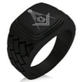 thumbnail image 1 of Tioneer Stainless Steel Freemasons Masonic Floral Compass Geometric Pattern Step-Down Biker Style Polished Ring, 1 of 1
