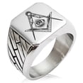 thumbnail image 1 of Tioneer Stainless Steel Freemasons Masonic Sacred Society Geometric Pattern Biker Style Polished Ring, 1 of 1
