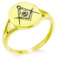 thumbnail image 1 of Tioneer Stainless Steel Freemasons Masonic Sacred Society Minimalist Oval Top Polished Statement Signet Ring, 1 of 1