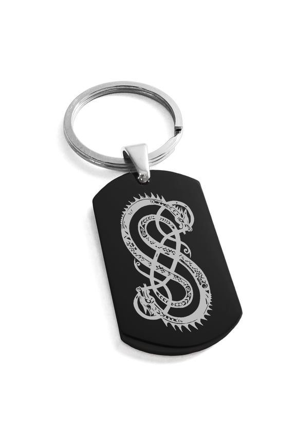 Stainless Steel God of Mischief Loki Viking Norse Engraved Dog Tag Keychain Keyring