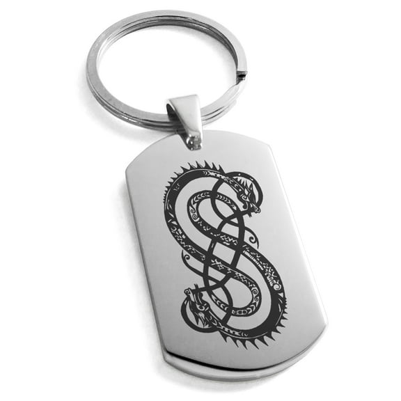 Tioneer Stainless Steel God of Mischief Loki Viking Norse Engraved Dog Tag Keychain Keyring